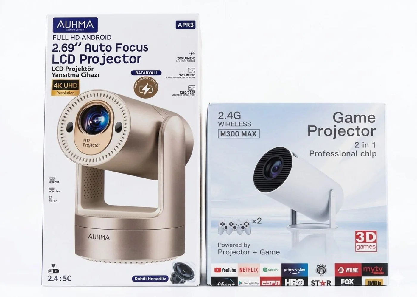 Auhma Apr3 Oto Fokus Lcd Ve M300 Max Oyun Projeksiyonu Seti